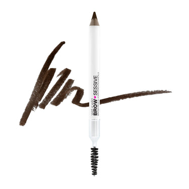 wet n wild Brow-Sessive Brow Pencil 9g- Dark Brown, Dual-Ended Eyebrow Pencil with Spoolie Brush for Thin and Thick Eyebrows, Natural Look Formula, Buildable Color Definition